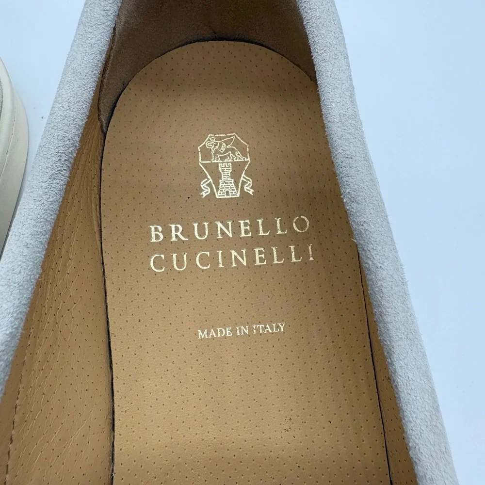 Brunello Cucinelli Penny Loafer‎ Sneaker Suede Gray EU 41 US 8 Made Italy